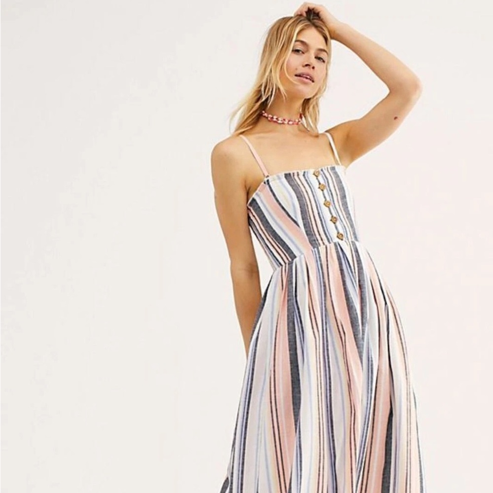 Free People Multicolor Striped Midi Dress
